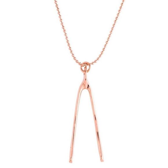MARC JACOBS - NWOT - Rose-Gold-Plated Wishbone Fashion Necklace. Good Luck Charm - Picture 10 of 16